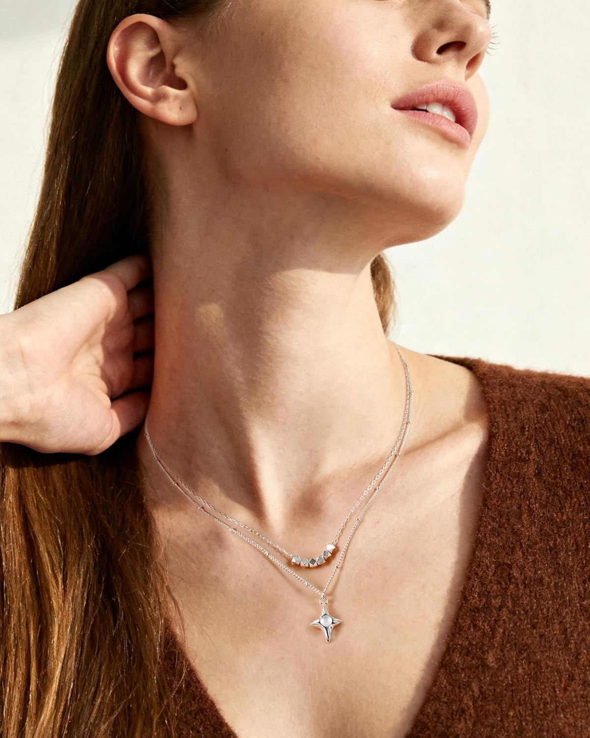 Silver Y2K Layered Necklaces for Women Dainty Star Pendant Choker Necklace Adjustable Chain Silver Jewelry Gift for Women - Image 4