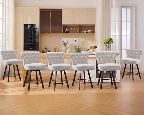 Miniatura 13 de Taburetes de bar de altura de mostrador, taburetes retro para cocina, taburete de bar giratorio con base de metal ajustable, taburete de cuero Negro