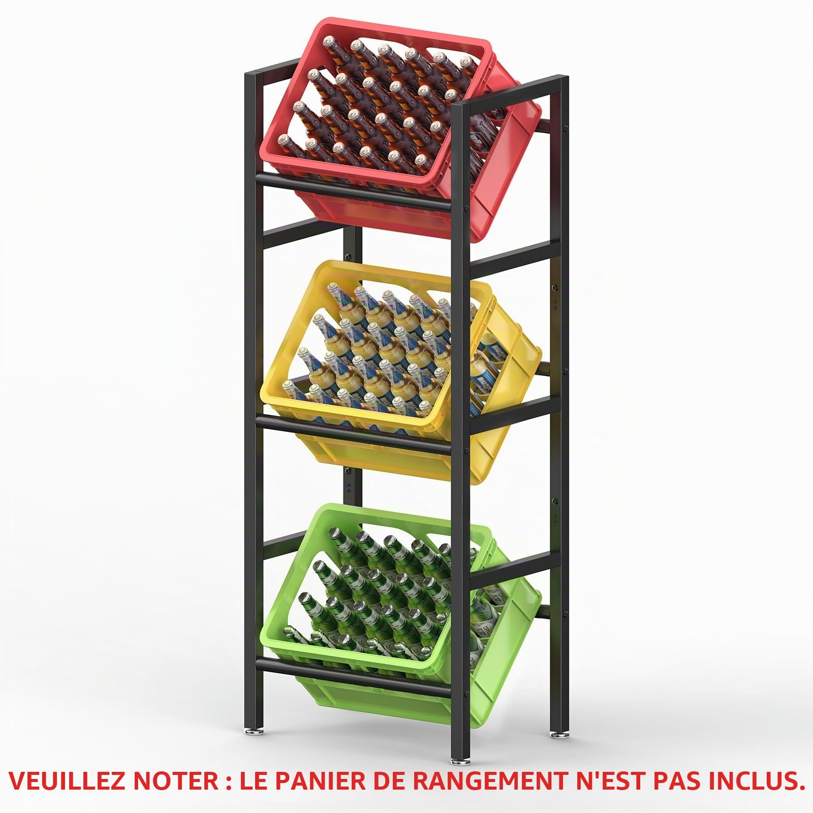 ViviDreamore 3 Niveaux Étagère à Caisse de Boissons en Métal
