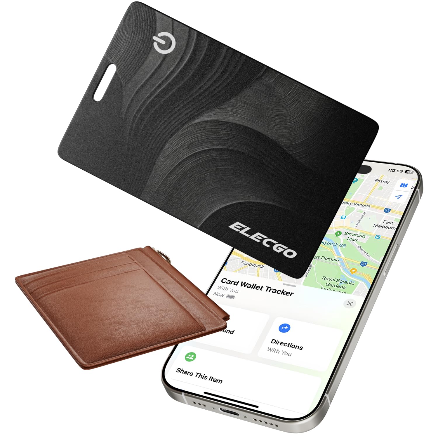 ELECGO Scheda di monitoraggio del portafoglio per Apple Find My (solo iOS), carta di monitoraggio di ricarica wireless, IP68 impermeabile Tracker Card Item Finder Tracking in tutto il mondo per