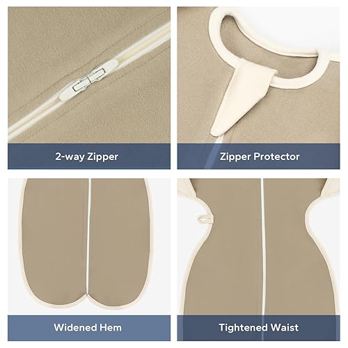 Miniatura 4 de ZIGJOY Manta de transición para bebé, 1.0 TOG, saco de envolver súper suave con cremallera de 2 vías, saco de dormir de algodón autolavizante para