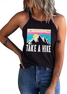 IRISGOD Womens High Neck Tank Tops Summer Graphic Halter Sleeveless Shirts