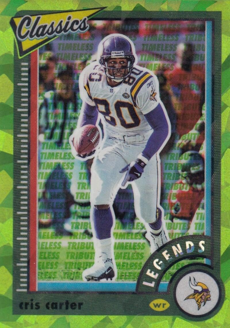 Football Trading Card 2022 Panini Classics Premium Edition Premium Edition Timeless Tributes H2 Green #112 Cris Carter Legend NM Near Mint 6/25 Vikings