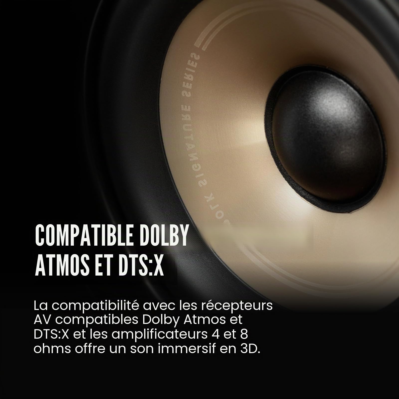 Polk Audio Signature Elite ES10 Enceintes Surround Hi-Res, Satellites Compactes, Compatibles Dolby Atmos/DTS:X (Paire) - Blanches