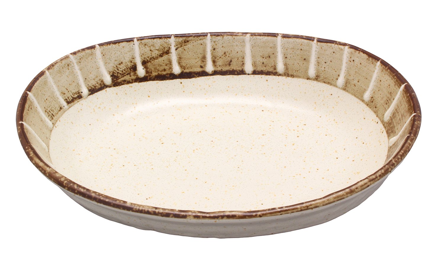 Mino Ware 133-60602 Plate, Curry Plate, Pasta Plate, Approx. 8.3 inches (21 cm), Rust Roll Stripe : Home & Kitchen