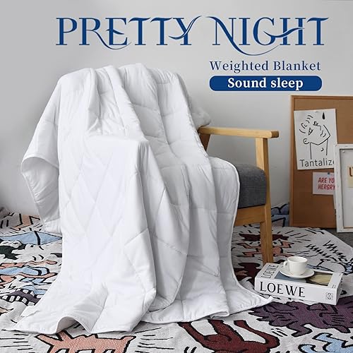 Miniatura 2 de Manta con peso de 12 libras, tamaño Queen, color blanco, de 60 x 80 pulgadas, para adultos, manta pesada es cómoda y acogedora