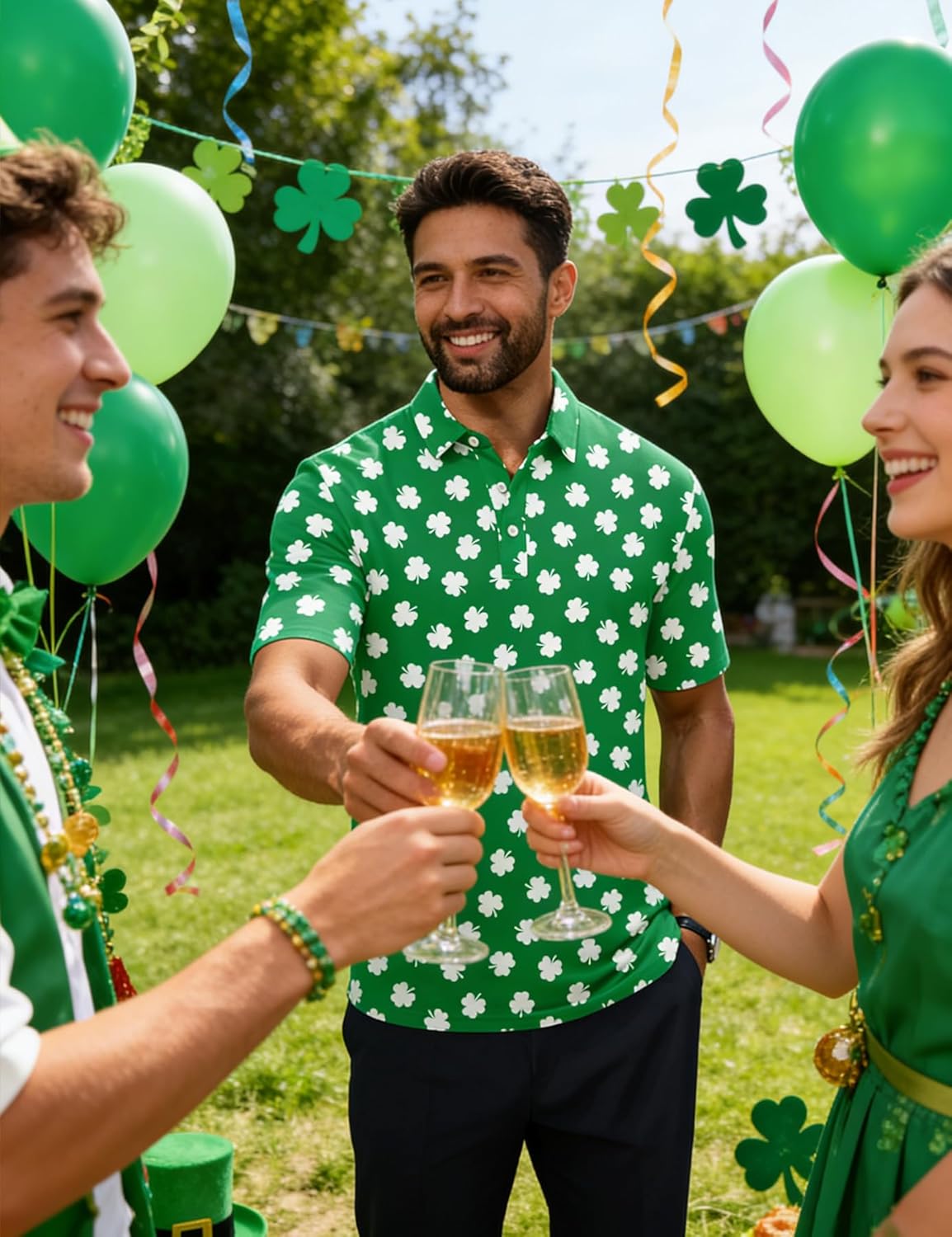 Fanient Men Golf Polo Shirts Short Sleeve 3D Printed Dry Fit Moisture Wicking 4-Way Stretch Summer Athletic Polo Shirts - Image 5