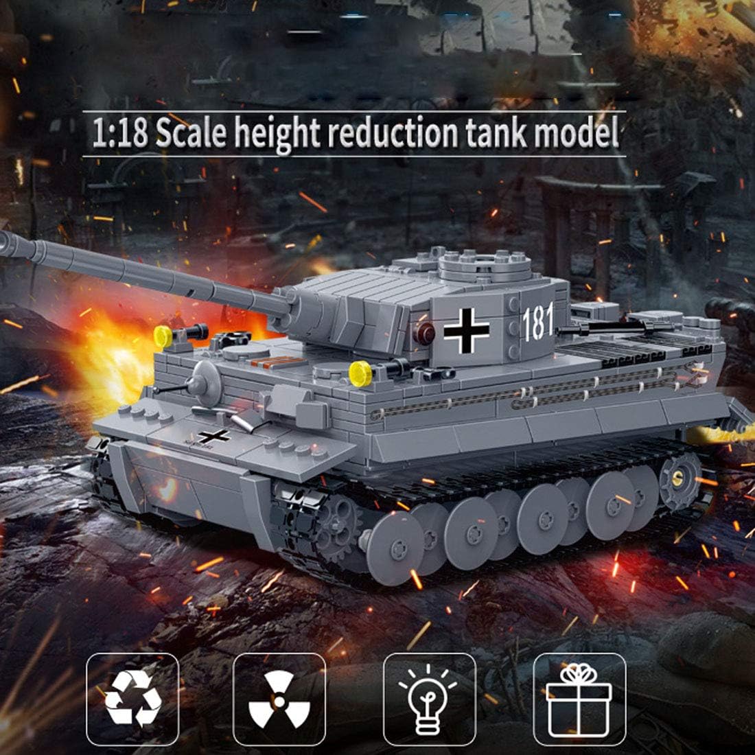 Flash Deals - 70% OFF Lingxuinfo Tank Model Kit, 1010PCS 1:28 Military Army Tiger Tank Toys Building Kit for Boys and Adult, Compatible with All Major Brands