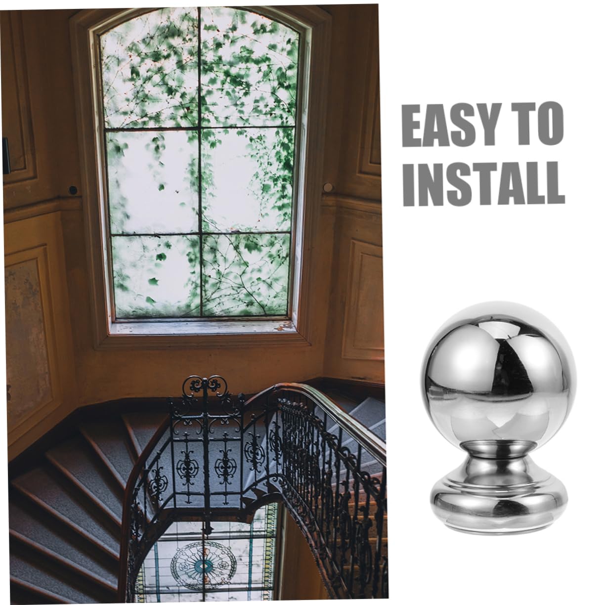 LALAFINA 2pcs Stainless Steel Staircase Handrail Balls