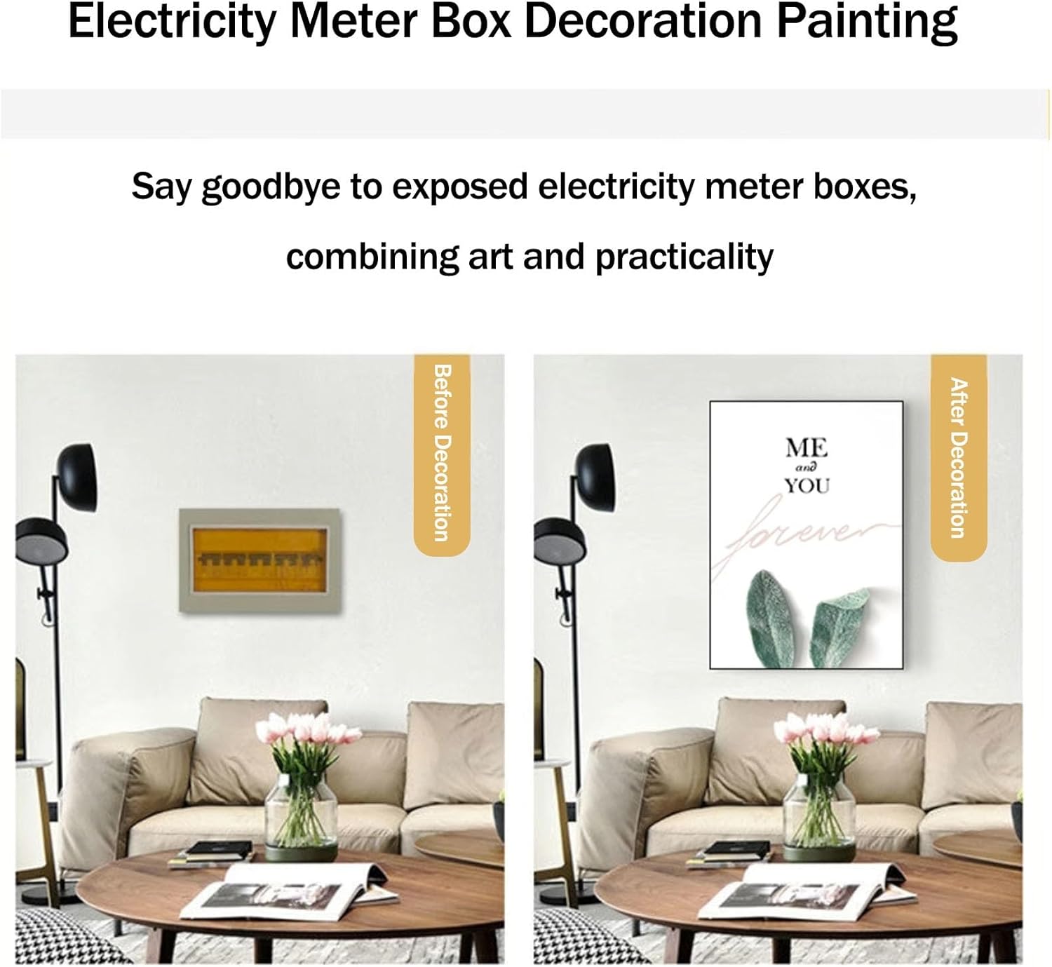 Electric Meter Box Decorative Painting, Decorative Wall Mounted Electrical Panel Cover, Hidden Circuit Breaker Panel Decorative Painting for Home and Office(Color4,40x50cm/15.7x19.7in)