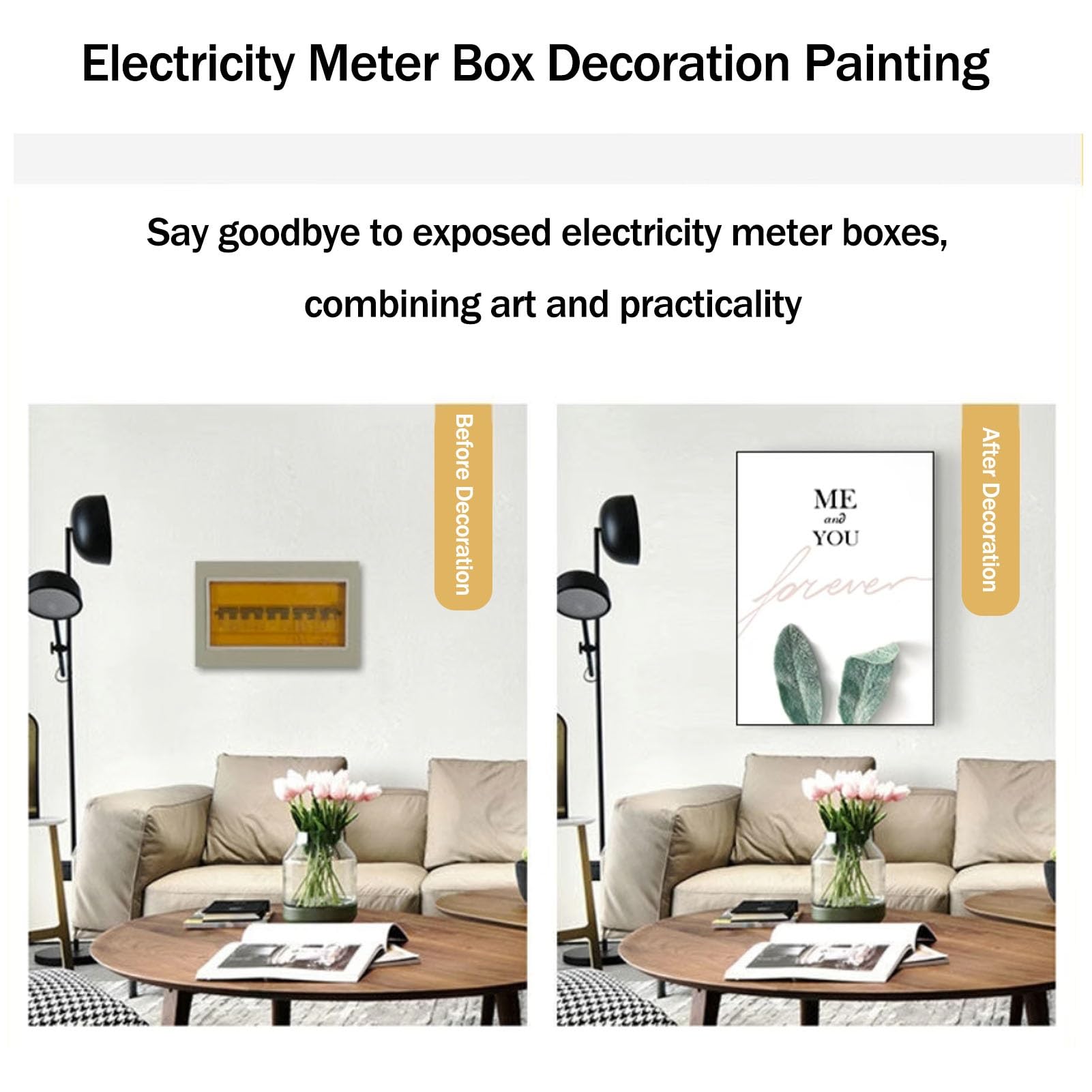 Panneau électrique décoratif - Peinture murale pour cacher le disjoncteur - Pour la maison et le bureau