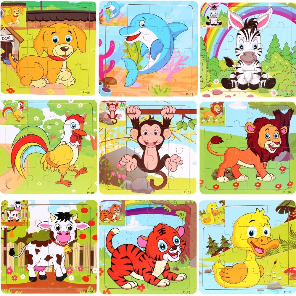 18 PCS Puzzles Niños de Madera, Regalos Cumpleaños Niños Colegio, Detalles Cumpleaños Infantil Invitados, Mini Juegos, Sorpresas Cumpleaños, Envase Regalitos Individuales (Pack 18 Puzzles)