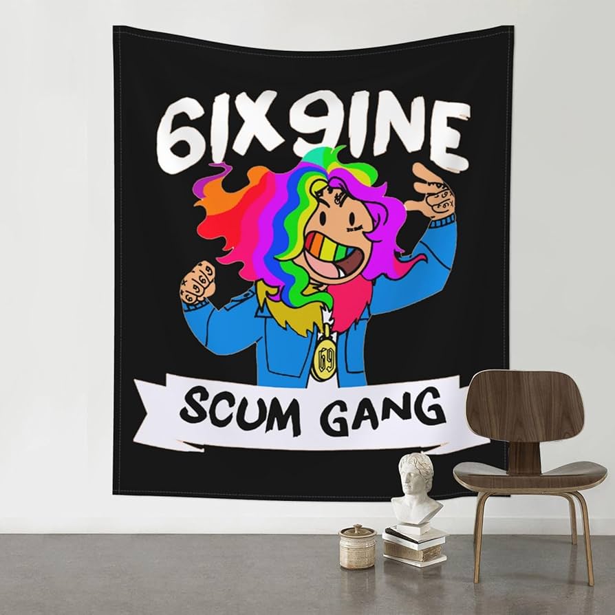 Amazon.co.jp: タペストリー 6ix9ine Scum Gang 大判 壁飾り