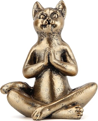 Miniatura 5 de Estatuas de gato de yoga para decoración del hogar, figura de postura de yoga para dormitorio espiritual zen, sala de estar, oficina, mesa,