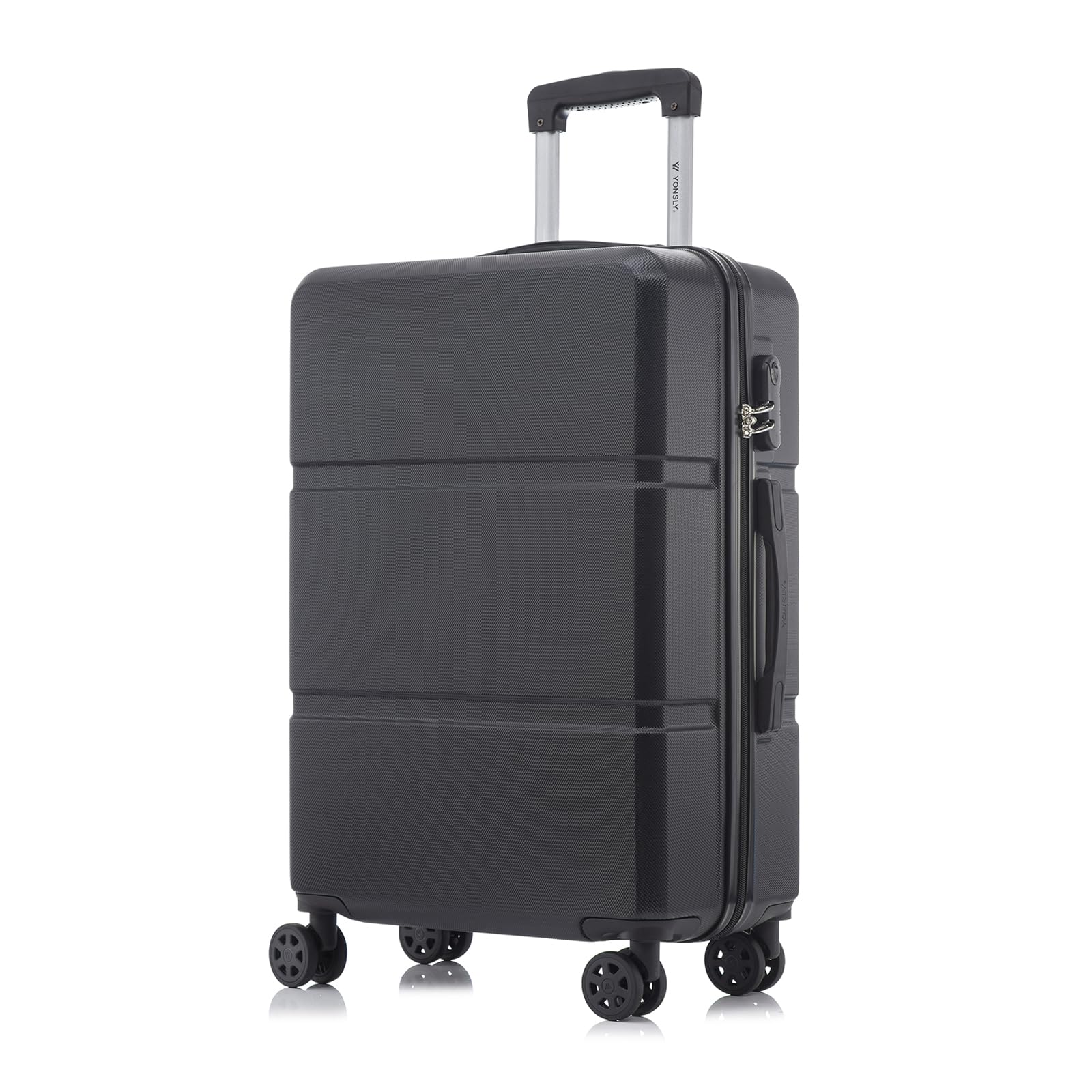 yonsly Koffer Suitcase, Trolley Reisekoffer, Rollkoffer Handgepäck mit 4 Rollen 360°, ABS Hartschalen, Sicherheitsschloss, Weicher Gummigriff, 210D-Futter