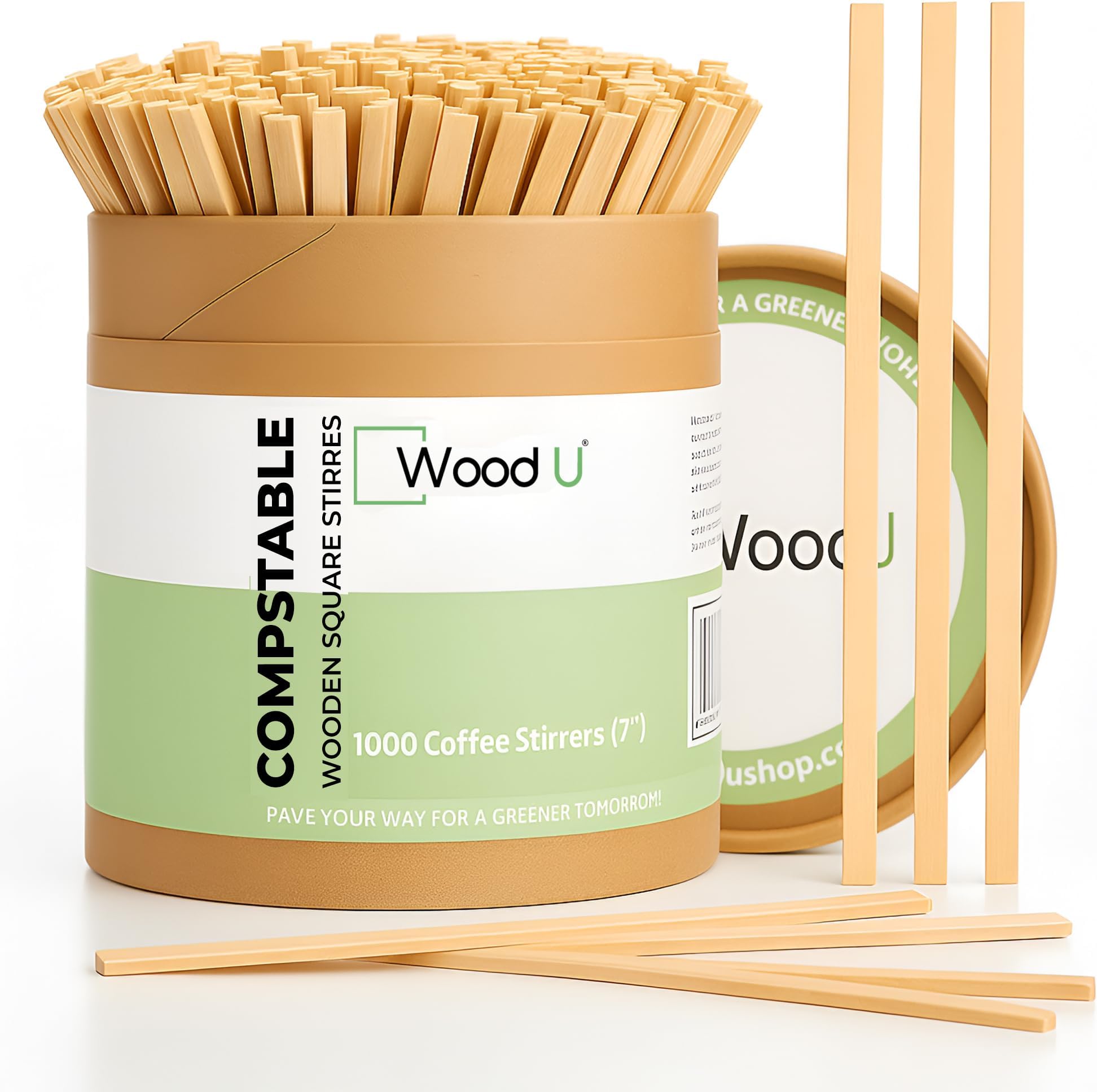 Premium 7" Wooden Coffee Stir Sticks - Eco Friendly Square-End Coffee Stirrers Sticks 1000-Pack