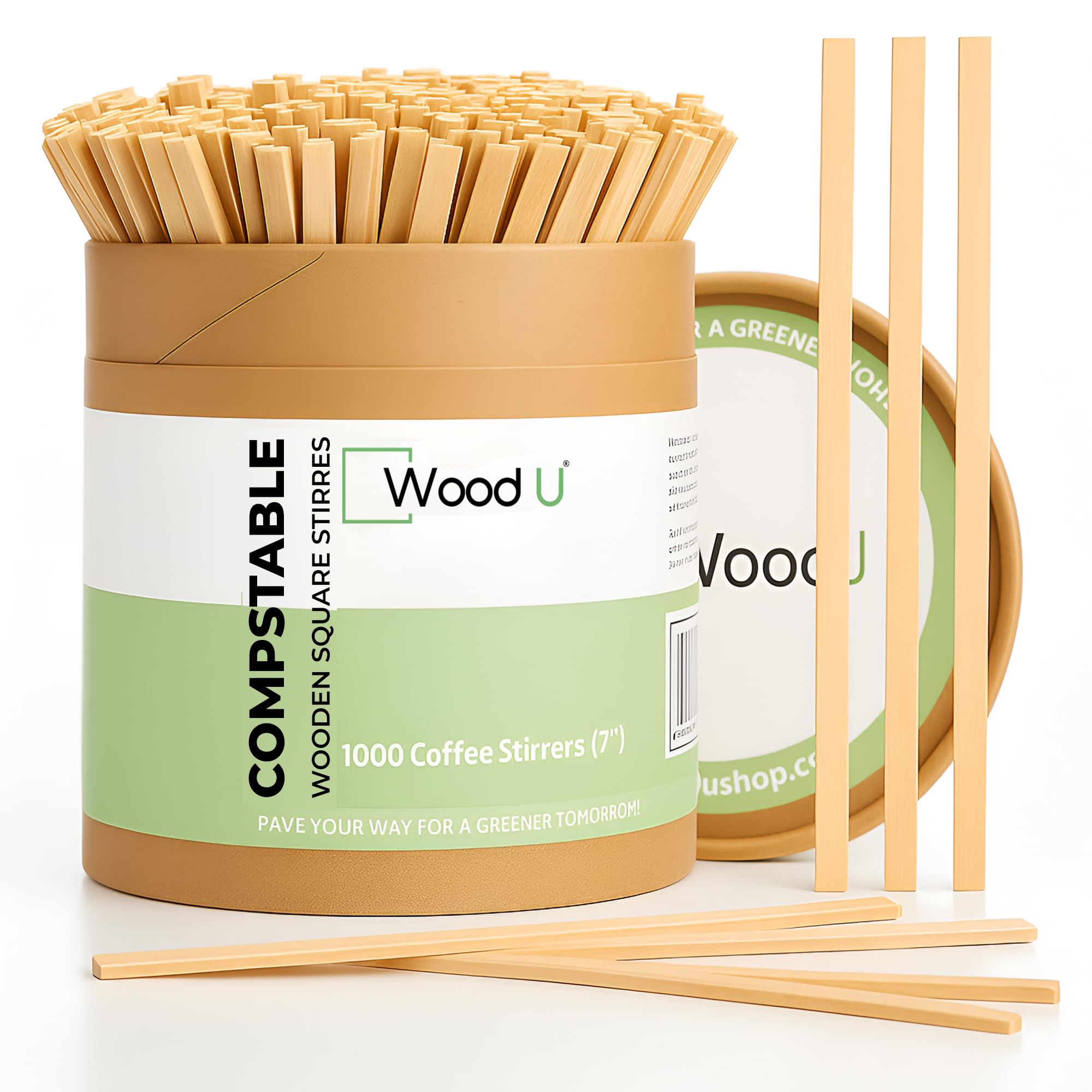 Premium 7" Wooden Coffee Stir Sticks - Eco Friendly Square-End Coffee Stirrers Sticks 1000-Pack