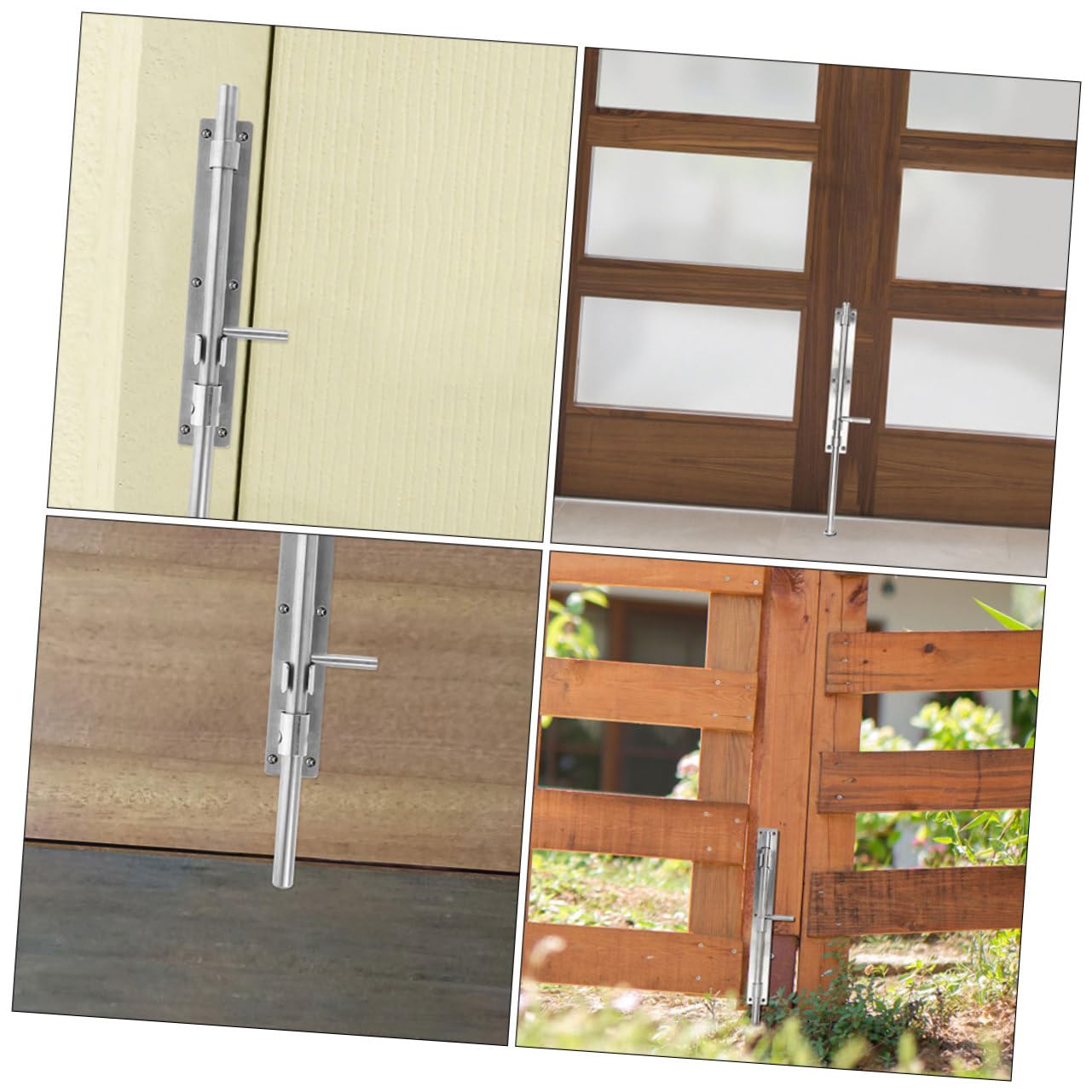 SHINEOFI 5 Set Serratura Scorrimento Acciaio Inossidabile Catenaccio Per Portoni E Cancelli Installazione E Resistente Sicurezza Per Porte Doppie E Singole 2 Pezzi*5