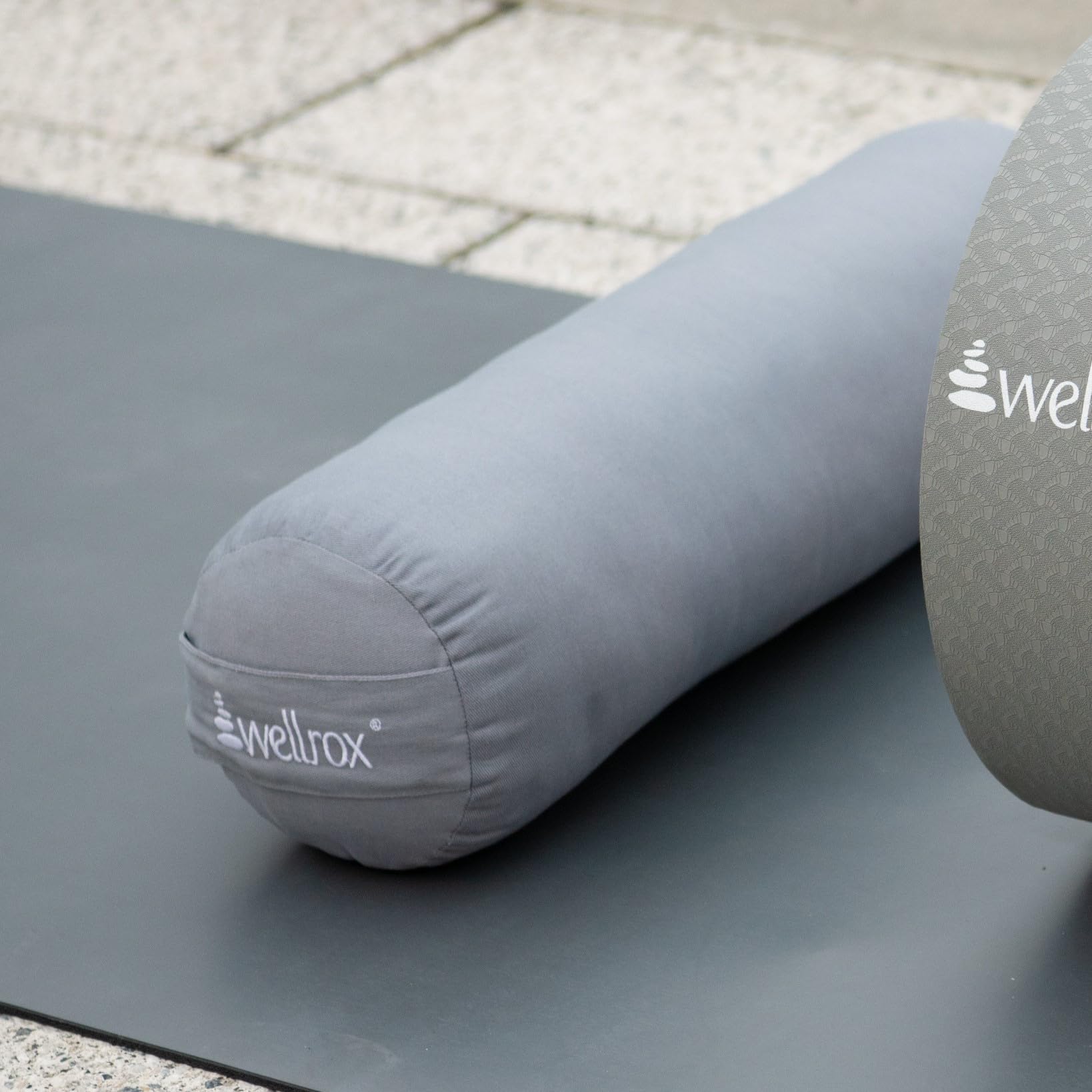 WELLROX Almohada de yoga – Cojín redondo de yoga para posturas restauradoras y meditación – Funda 100% algodón indio, firme y estable, funda lavable