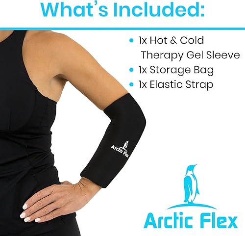 Miniatura 7 de Arctic Flex Manga de hielo para rodilla, codo, brazo, paquete de congelación caliente y frío para aliviar el dolor de tenis, tendinitis, soporte de