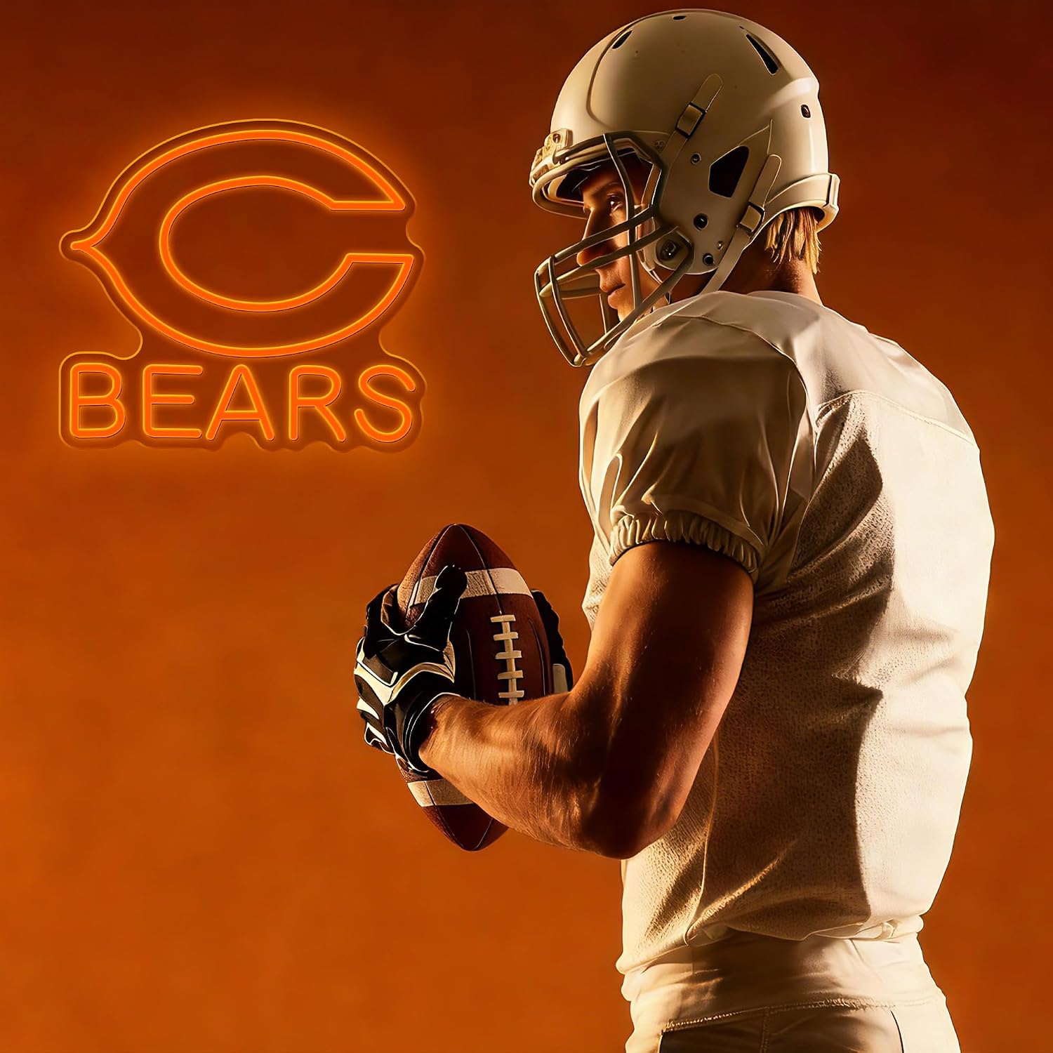 Football Neon Sign for Wall Decor, Cool Dimmable Light Up Football Team Logo USB Powered, Man Cave Game Room Bar Club Party Birthday Christmas Merch Gift for Boys Rugby Fans (B)