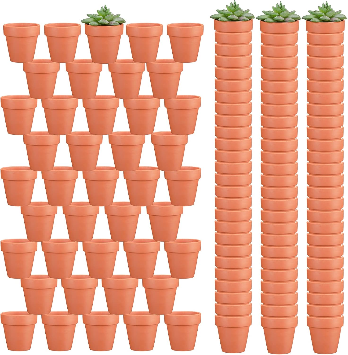 120 Pack 3 Inch Mini Terracotta Pots Bulk Pottery Clay