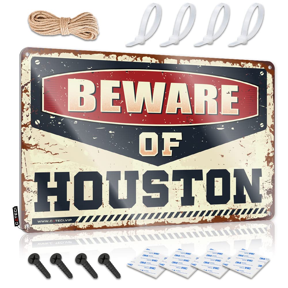 Door Signs For Bedroom Beware Of Houston Tin Sign Beer Signs For Bar Garage Accessories For Man Cave(20X30CM)