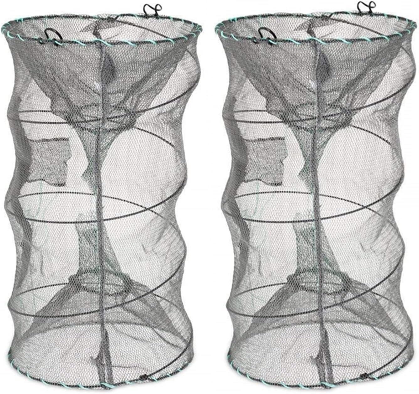 Fishing Bait Trap,2 Packs Crab Trap Minnow Crawfish Lobster Shrimp Collapsible Cast Net Nets Portable Folded Accessories,12.6X20.1Inches