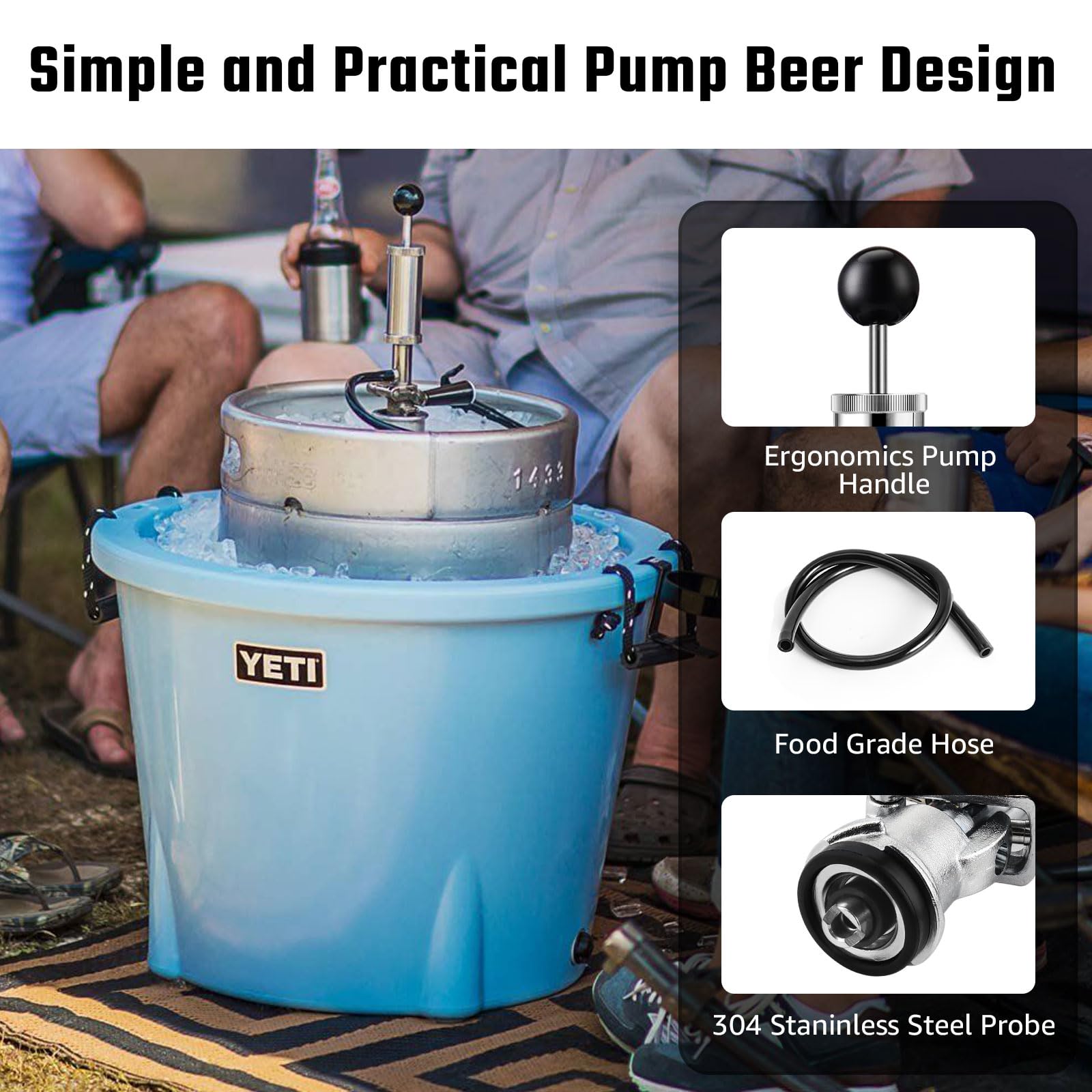 Bomba de barril de cerveza de 4 pulgadas, bomba de cerveza con sistema S europeo, dispensador de cerveza de barril, bomba de mano de barril con grifo de cerveza y manguera, bomba de fiesta de