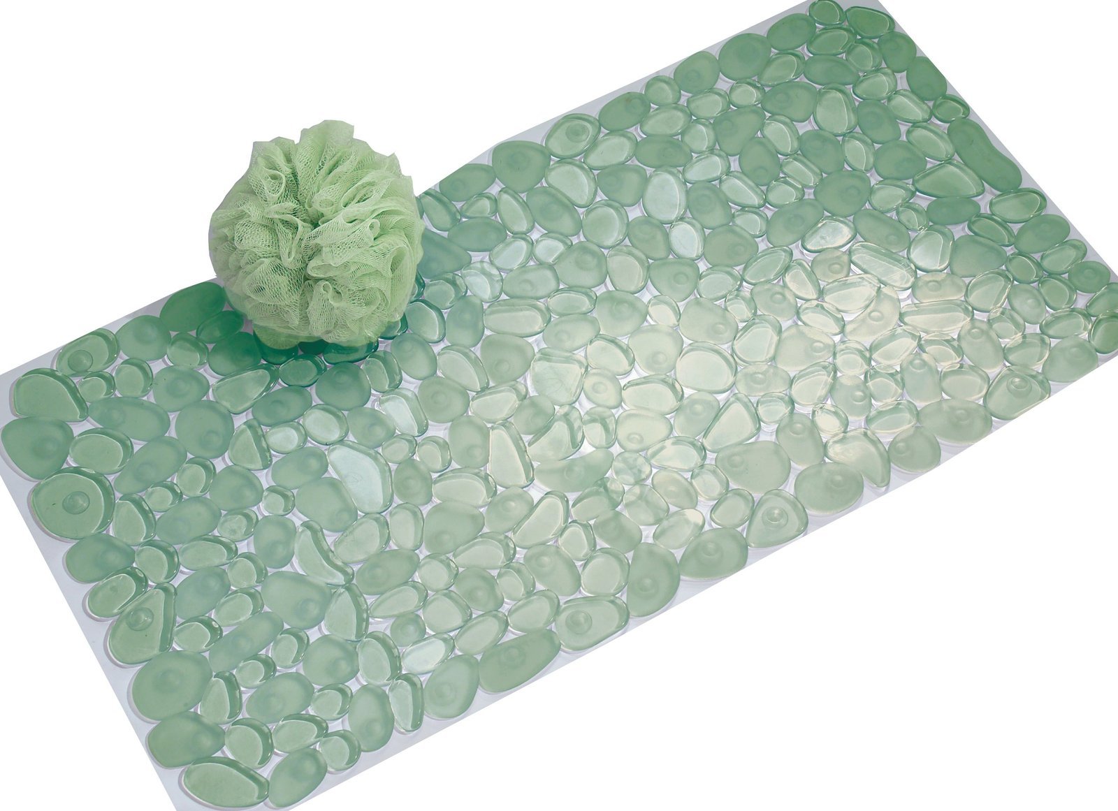 iDesign Pebblz Non-Slip Suction Bath Mat for Shower, Bathtub - Green 26" x 13.5"