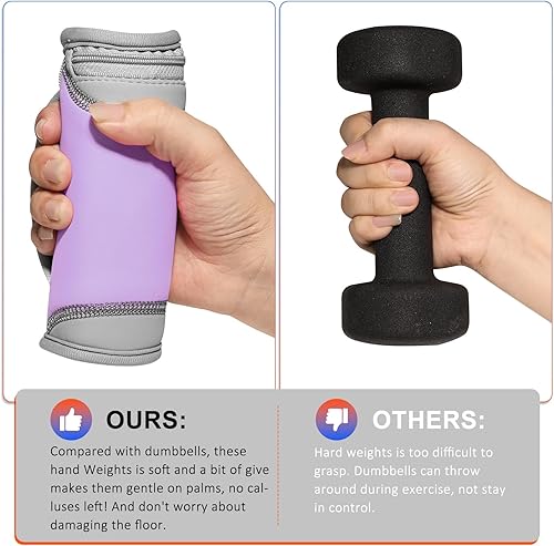 Miniatura 4 de Pesas de mano para mujeres y hombres 1 libra 2 libras 3 libras 4 libras cada una, juego de mancuernas suaves de 2 piezas con mancuernas desmontables