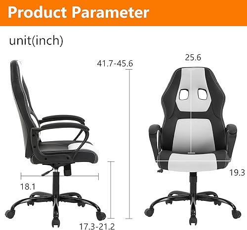 Miniatura 3 de PayLessHere Silla ergonómica de oficina para videojuegos, silla de computadora con soporte lumbar, silla ejecutiva ergonómica de piel sintética