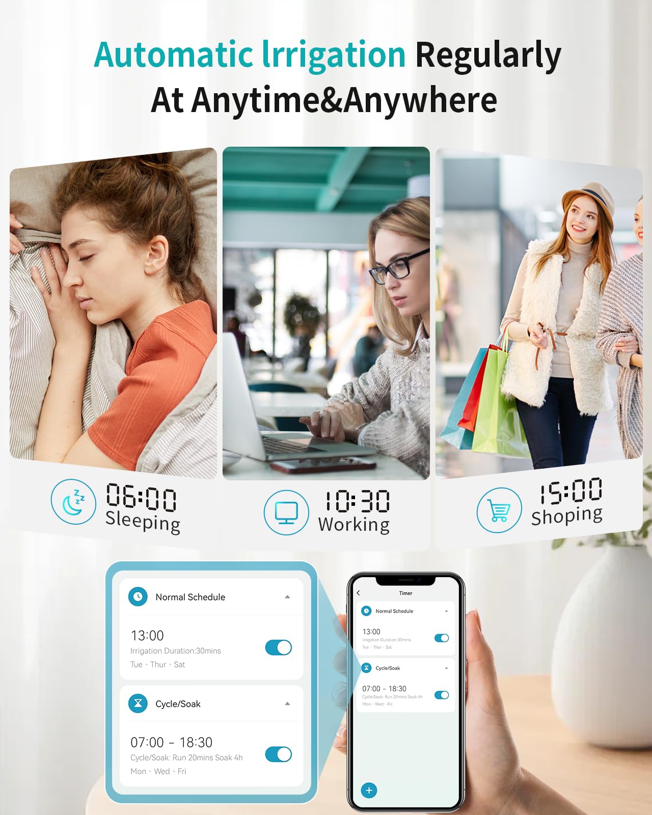 WLAN-Schlauch-Timer mit Messingeinlass, intelligenter Wasser-Timer 1 Zone, Sprinkler-Timer mit WiFi-Hub für Fernbedienung über 2,4 GHz WLAN, Sprach-/App-Steuerung mit Alexa & Google Assistant, für