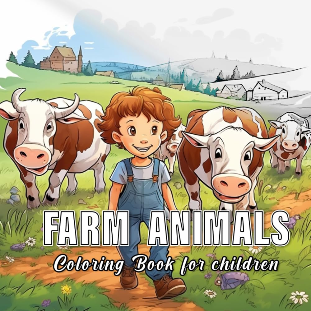 Farm Animals: Colouring books for children with 60 sketches of farm animals. (Small Nature)