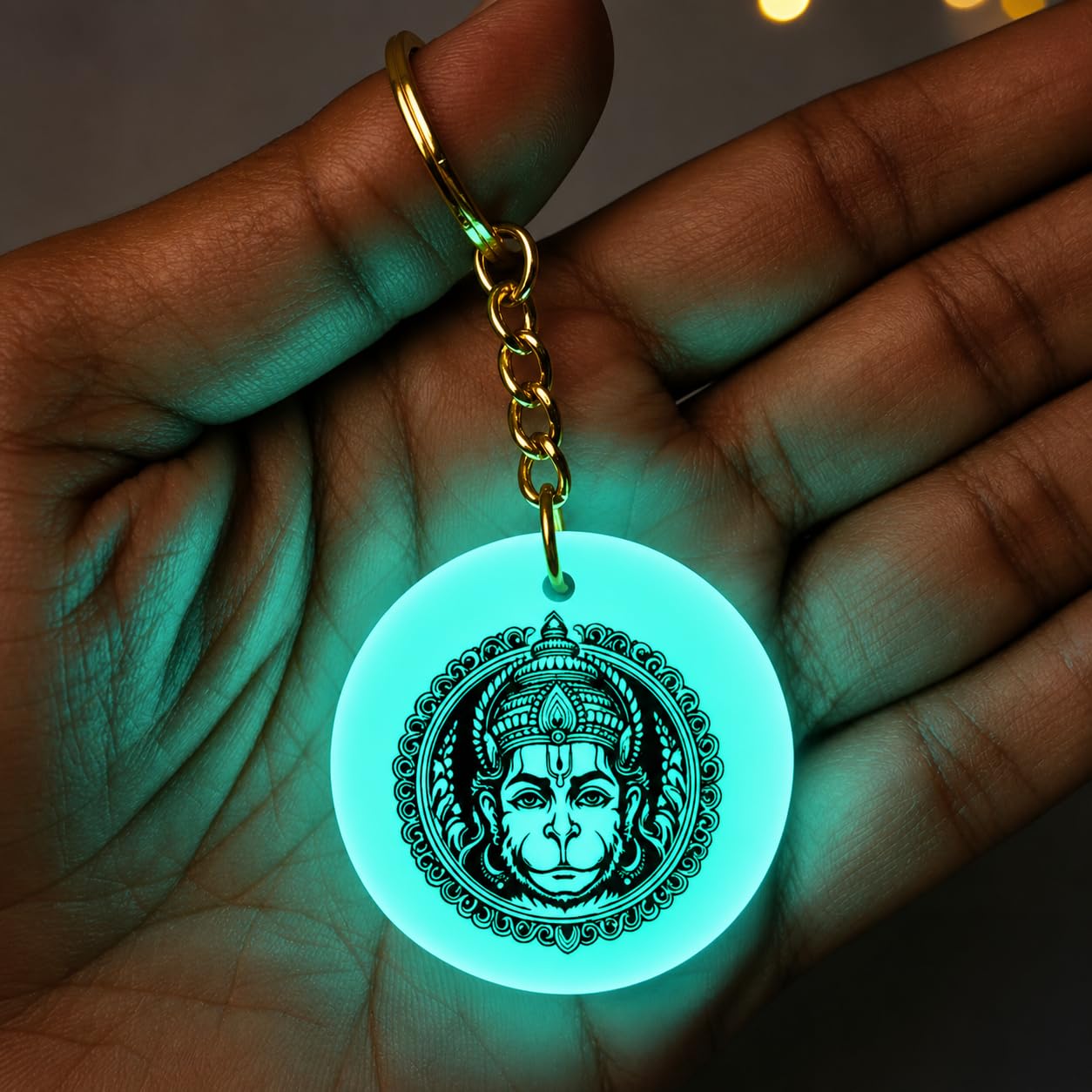 Glow in The Dark Resin Keychain | Handmade Luminous Key Chain for Car, Bike, Home & Bags | Spiritual Designs | Premium Golden Chain | Strong Glow & Durable Resin-image-25
