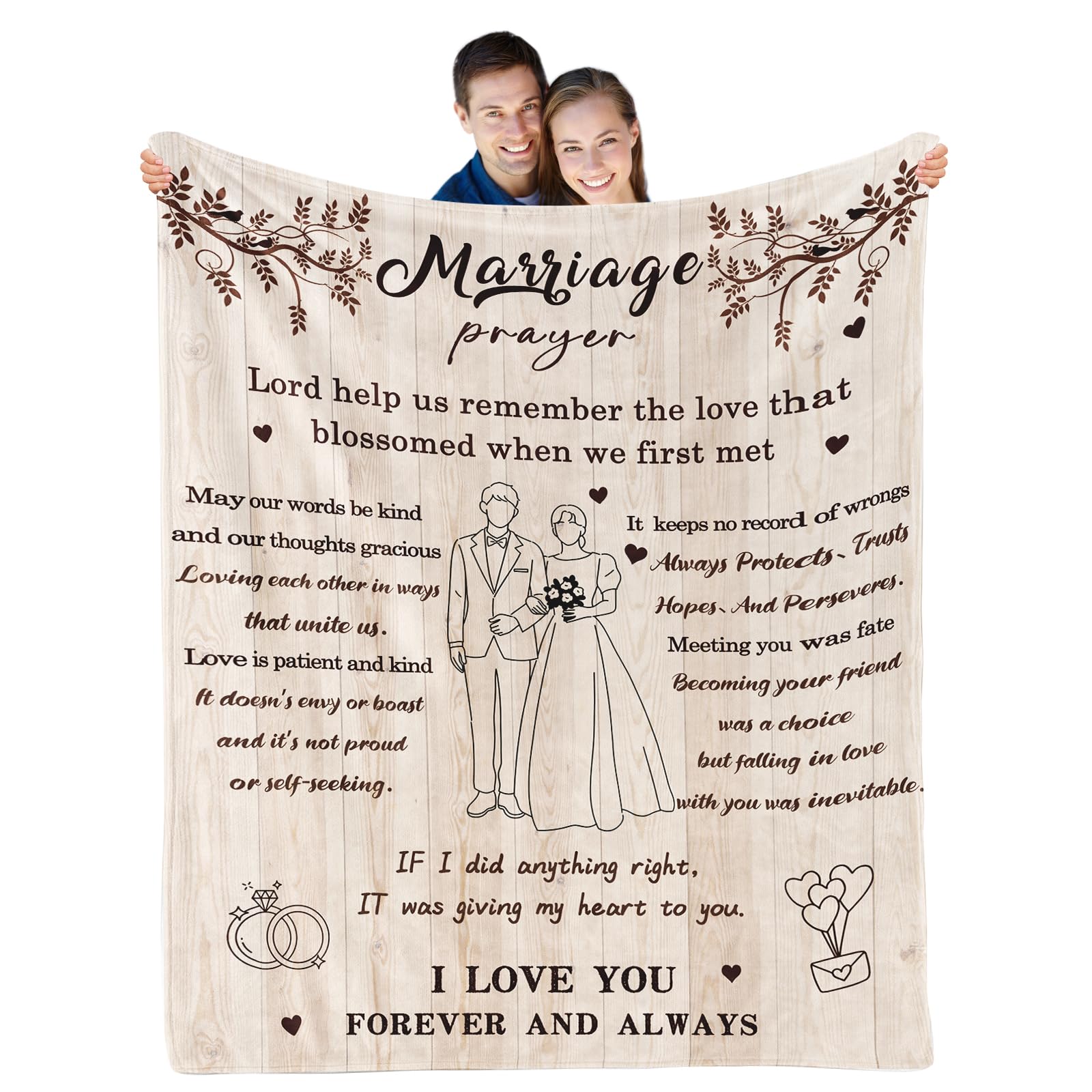 HEIFAM Marriage Prayer Blanket, Bride Blanket, Wedding Gifts for Couples 2025, Bridal Shower Gifts for Engagement, Newlyweds Gifts for Women,