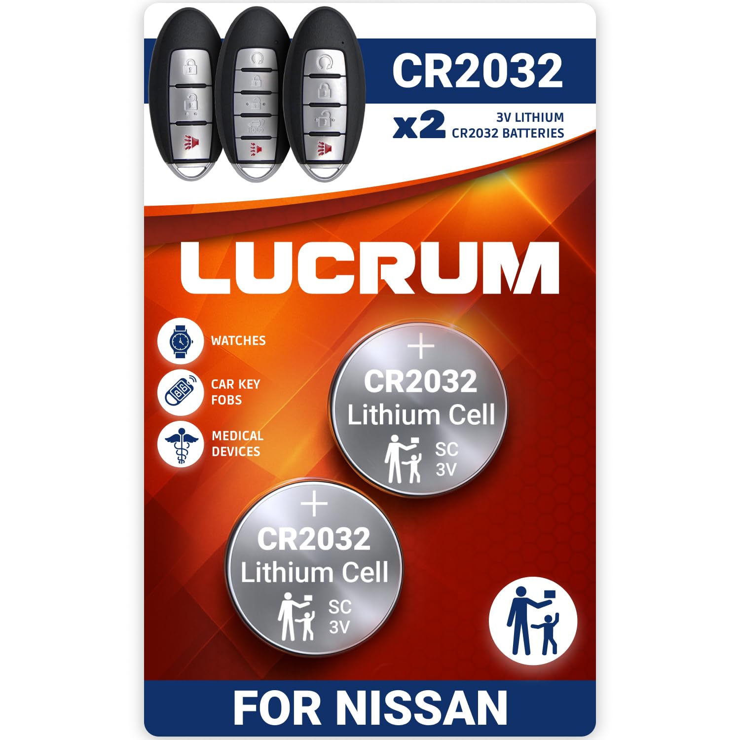 Lucrum Key Fob Battery Replacement for Nissan & Infiniti (2007-2025) 2PCs
