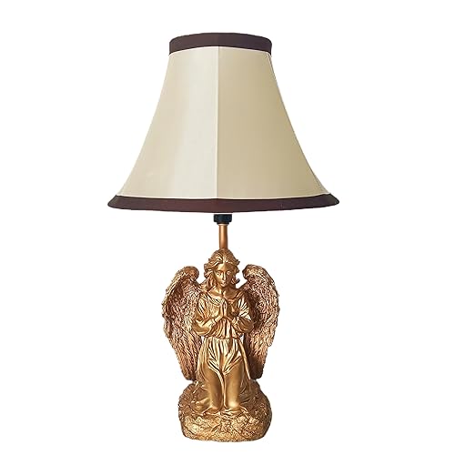 Praying Memorial Angel Desk Lamp,Hand-Painted Resin Prayer Angel Statue Base