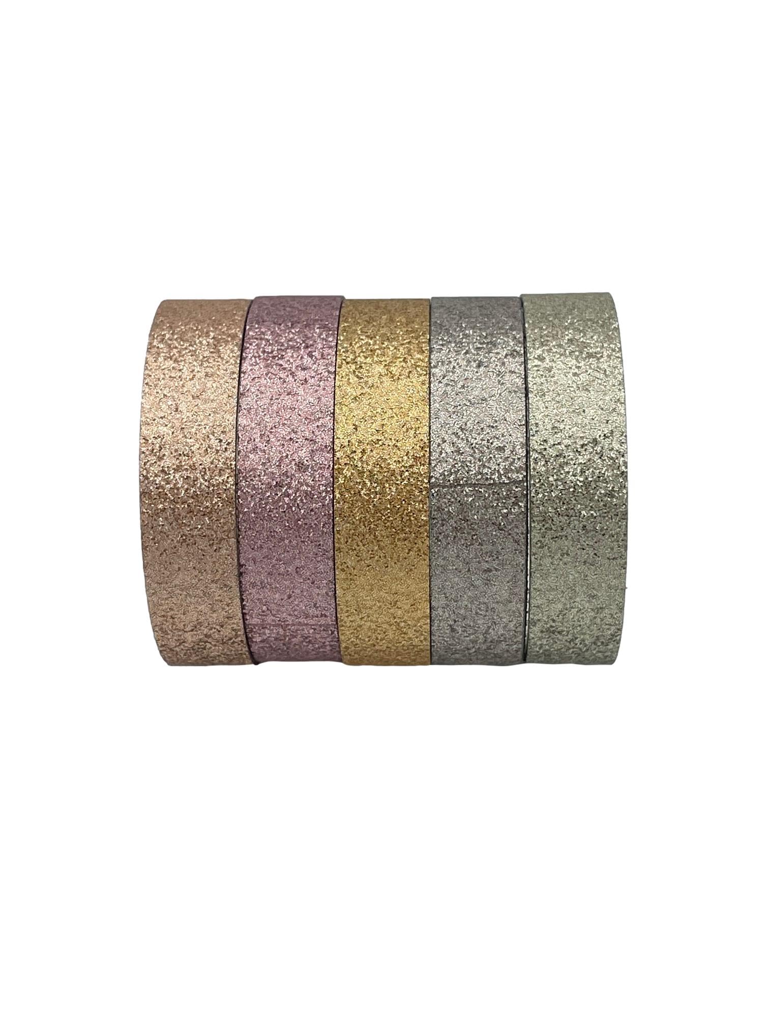 Syntego 5 Rolls Glitter Washi Tape Rolls Decorative Craft Set Colored Tape, Scrapbook Tape, Journaling, Craft Tape (Mix 1)