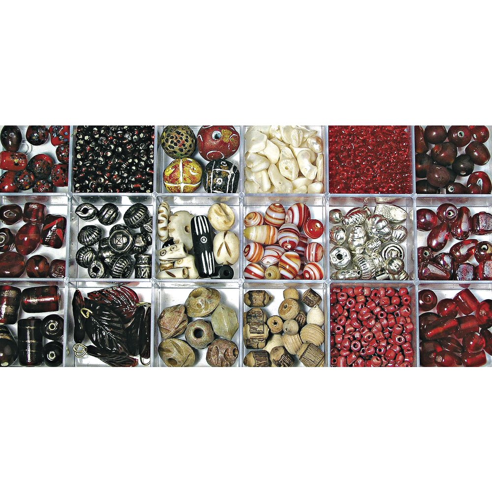 Boîte De 240 G De Perles En Verre Rayher – Tons Topaze – Formes Variées – 18 Compartiments – DIY Bijoux