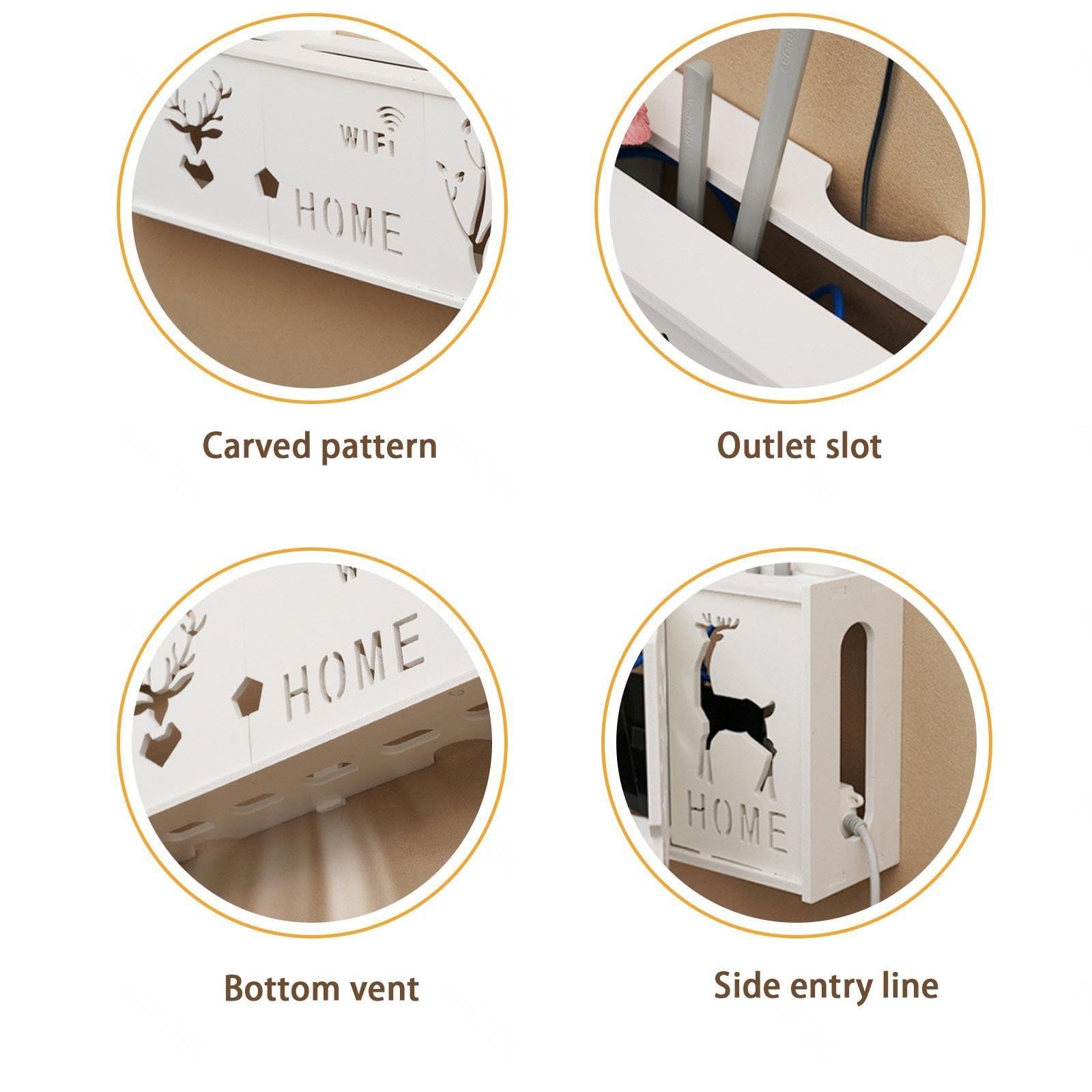 Cajas de Almacenamiento Wi-Fi Caja para Esconder Router Soporte Universal de Pared para Router Caja Madera para Tapar Router,A-38x20x8.5cm