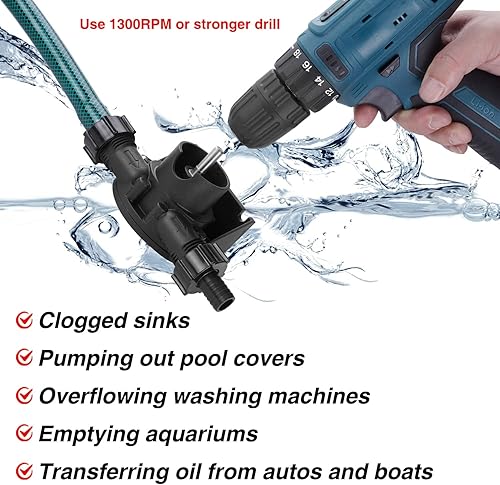 Miniatura 5 de Mini kit de bomba de taladro de transferencia de agua manual con manguera de agua y manguera de aceite para transferencia de líquidos de aceite de