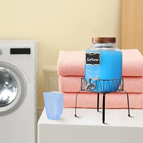 Miniatura 7 de Dispensador de bebidas de vidrio de 2 galones con soporte, grifo de acero inoxidable 188, tapa de madera diseñada  Dispensadores de bebidas de