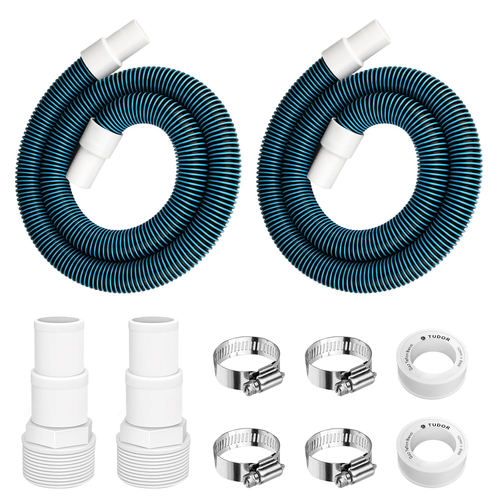 1.5\ 6ft Pool Filter Pump Hose Kit for Above Ground Swimming Pools Vacuum Skimmer 1 1/2 to 1 1/4 Pool Hose Adapter Fittings & 1 1/2\ Hose Replacement- 2 Pool 1.5\ 6ft Pool Filter Pump Hose Kit for Above Ground Swimming Pools Vacuum Skimmer 1 1/2 to 1 1/4 Pool Hose Adapter Fittings & 1 1/2\ Hose Replacement- 2 Pool