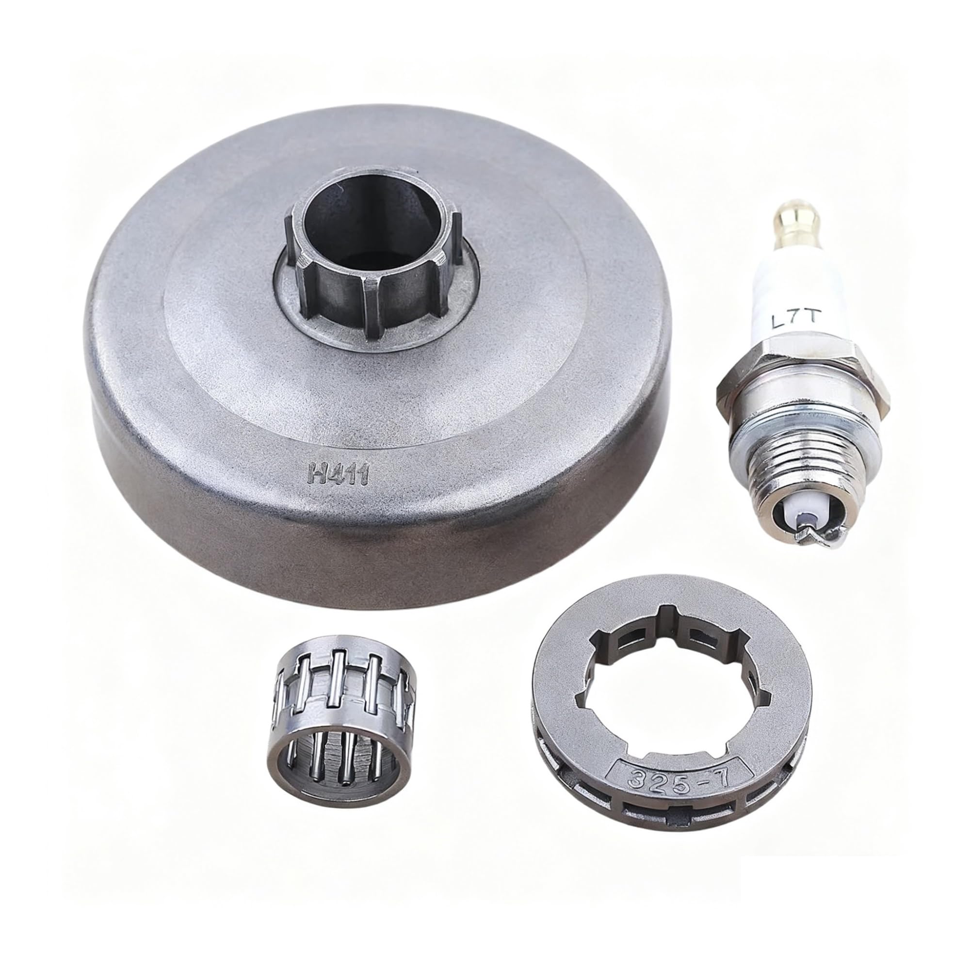 Cojinete de agujas for tambor de embrague de motosierra, llanta de piñón de 0,325 pulgadas, compatible con modelos 51, 50 y 55 Rancher 154, 254, 503088702, con bujía