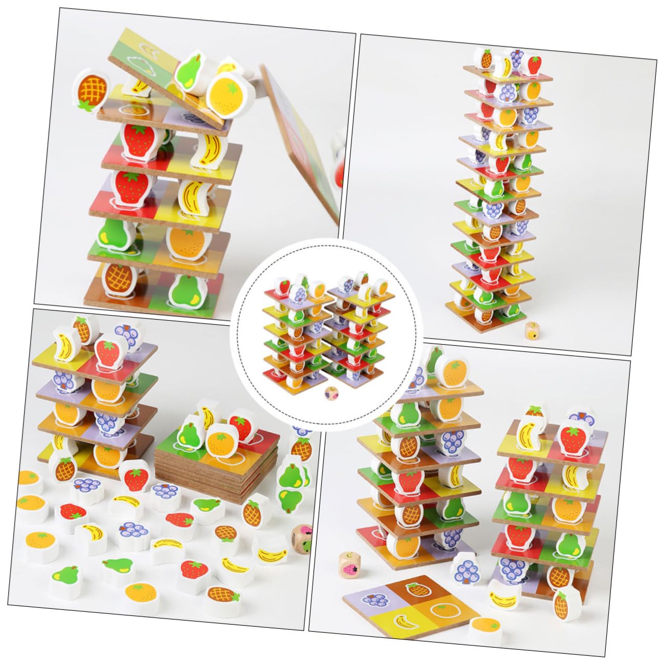 Jeu Éducatif en Bois à Empiler pour Garçon et Filles, Blocs D'équilibre Stimulants, Set de 1 pour Développement Cognitif et Imagination