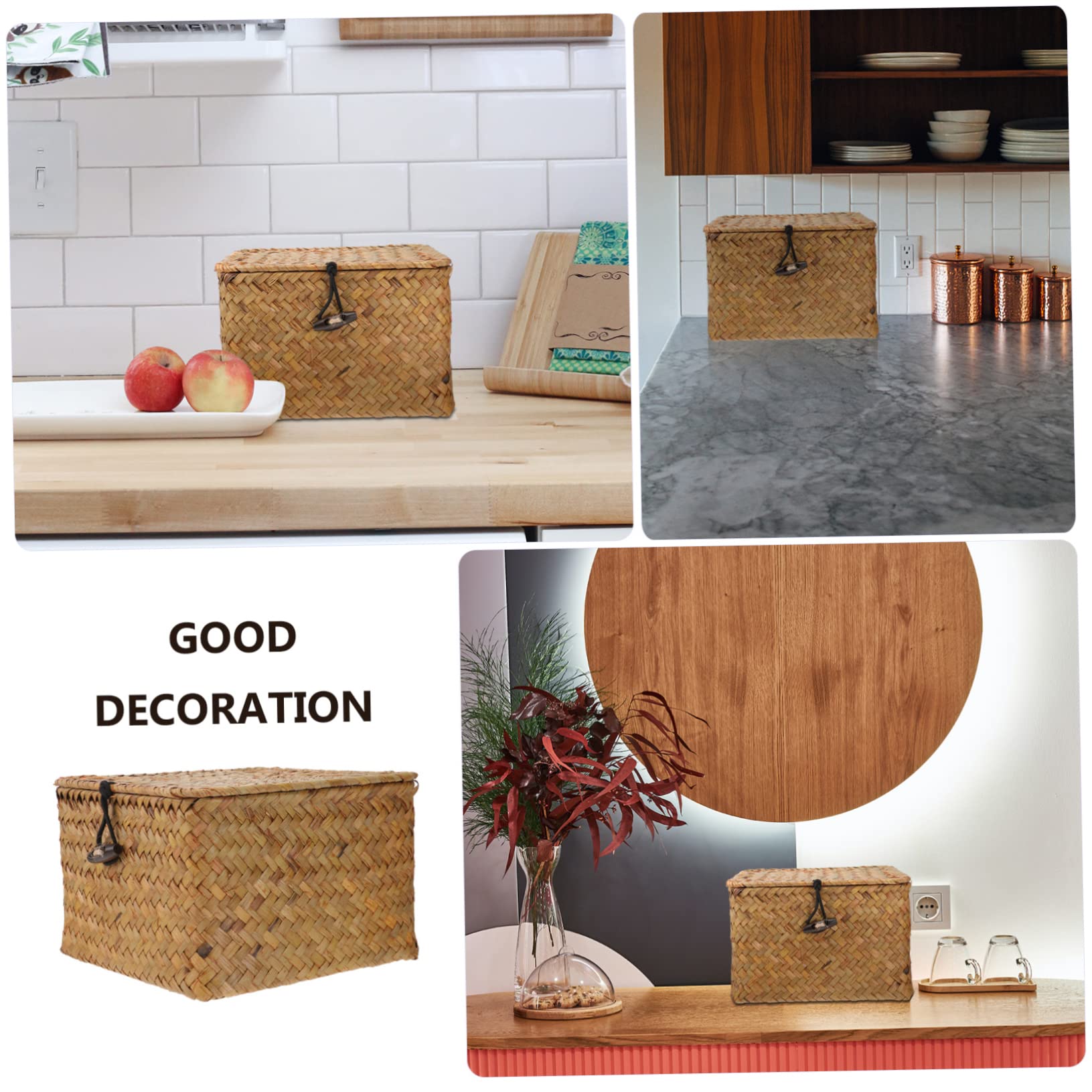 LABRIMP Scatola Quadrata Da 2 Pezzi Con Coperchio Contenitore Per Tè Cestino Di Paglia Organizer Scatola Decorativa Per La Casa