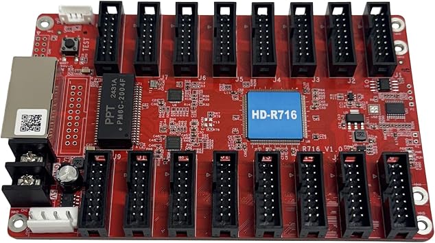 Huidu HD-R716 LED Display Receiving Card Dual Mode Control, 16x HUB75E Ports, 327,680 Pixel Capacity, Supports PWM ICS, for LED Video Walls, Digital Signage, Indoor & Outdoor Installations
