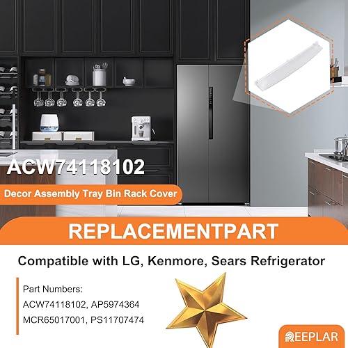 Miniatura 4 de ACW74118102 - Bandeja de montaje decorativa de repuesto directo para LG, Kenmore, refrigerador Sears, número de pieza ACW74118102 reemplaza