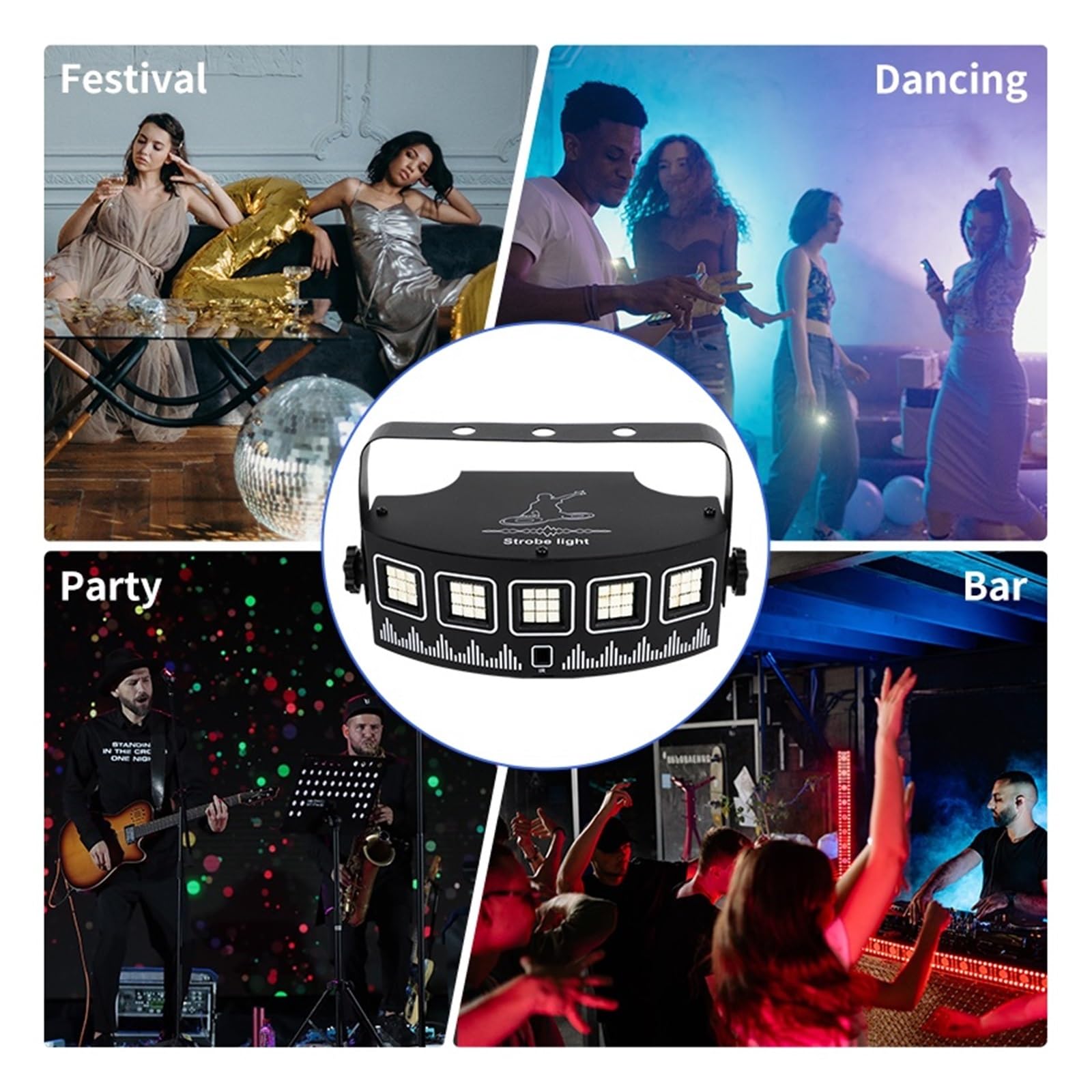 USB DJ światło stroboskopowe z pilotem na imprezę dyskotekową wakacje Xmas Music Club Bar Dance aktywowana dźwiękiem lampa błyskowa LED RGB oświetlenie sceniczne Na imprezy i do klubów